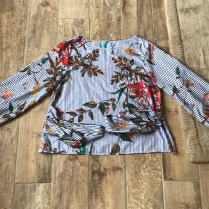 Striped Floral Tie Top